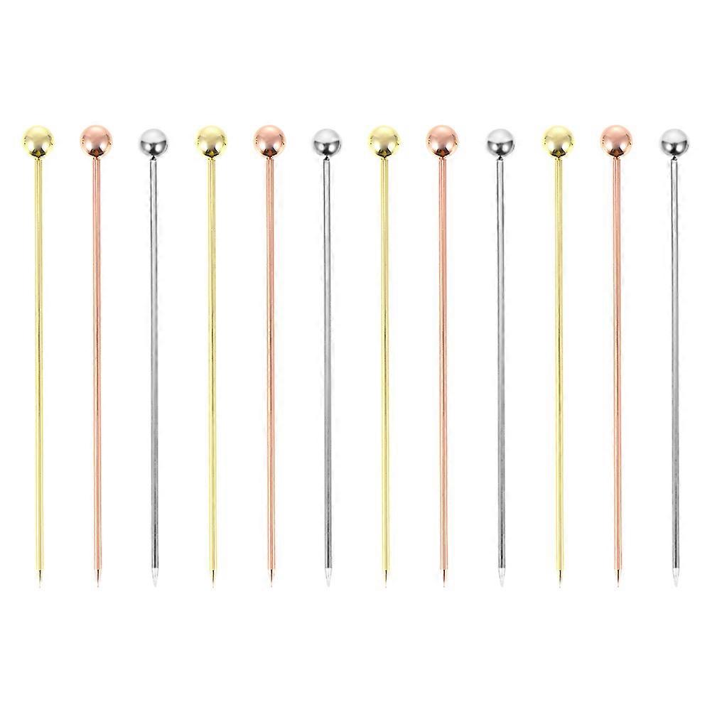 12pcs Stainless Steel Fruit Forks Fruit Appetizer Picks Fruit Sticks (Silver)