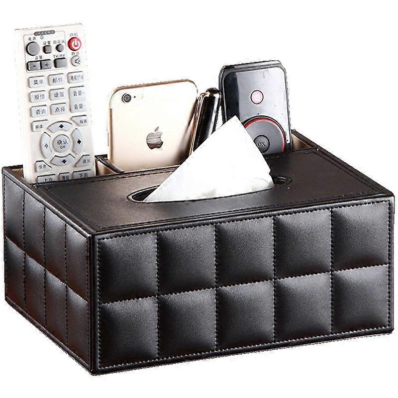 Leather Tissue Box, Square Paper Tissue Dispenser , Black