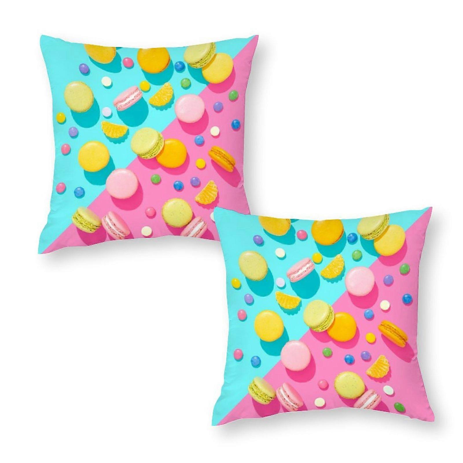 Conjunto de 2 Capas de Almofada com Estampa de Macarons
