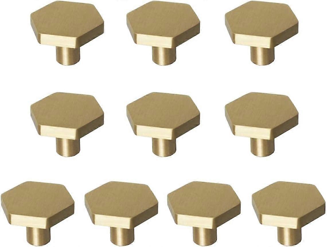 1-1/10" Solid Brass Knobs Shoe Cabinets Knob and Pulls Hexagon Handles for Dresser Drawer (10Pcs)