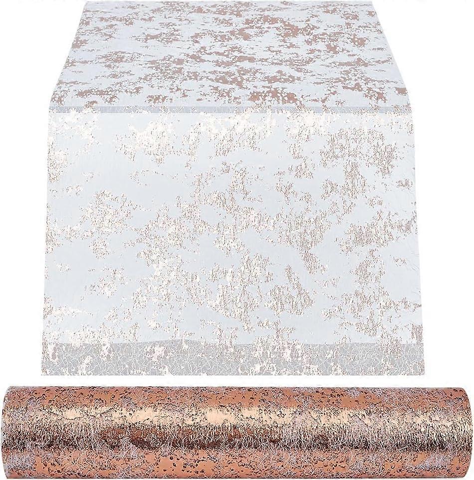 Rose Gold Table Runner Roll 11" x 360" Sequin Glitter Foil Metallic Thin Mesh Table Decor Valentine's Day Decorative Dining Table Centerpieces for Bir