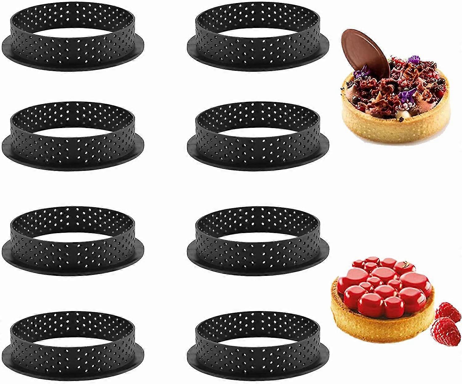 8 Piece Cake Mold,tart Ring Perforated Round-shape Mousse Circle