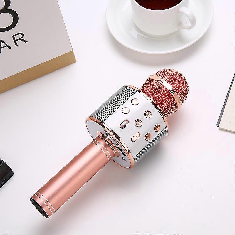 WS858 Microphone for Kids Singing 5 in 1 Wireless Bluetooth Microphone with LED Lights Machine Portable Mic Speaker New Gifts