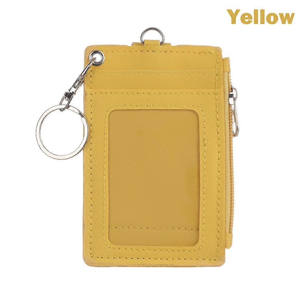 1 PC Hot Portable PU Leathe Coin Purse Business ID Card Credit Badge Holder Wallet Keychain Bus Cards Cover New Arriverl