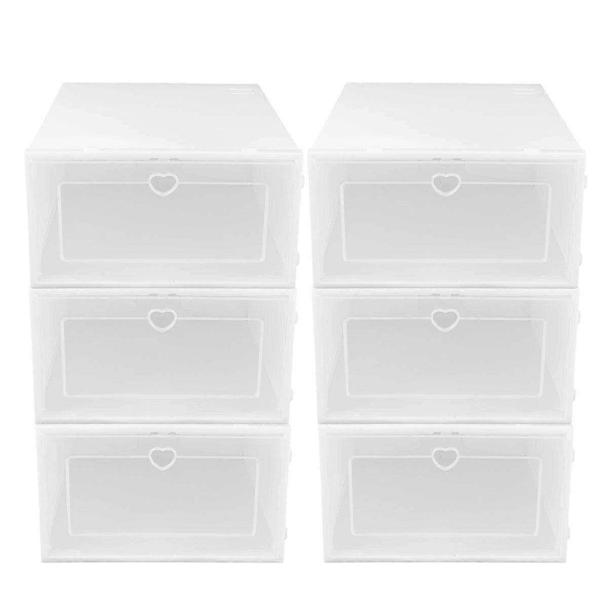 6Pcs Transparent Creative Shoes Case Plastic Drawer-Type Shoes Container