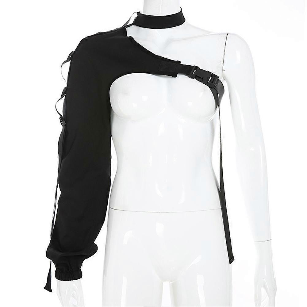 Mulheres Sexy Reflexivo Um Ombro Fivela Top Rave Festival Party Clubwear