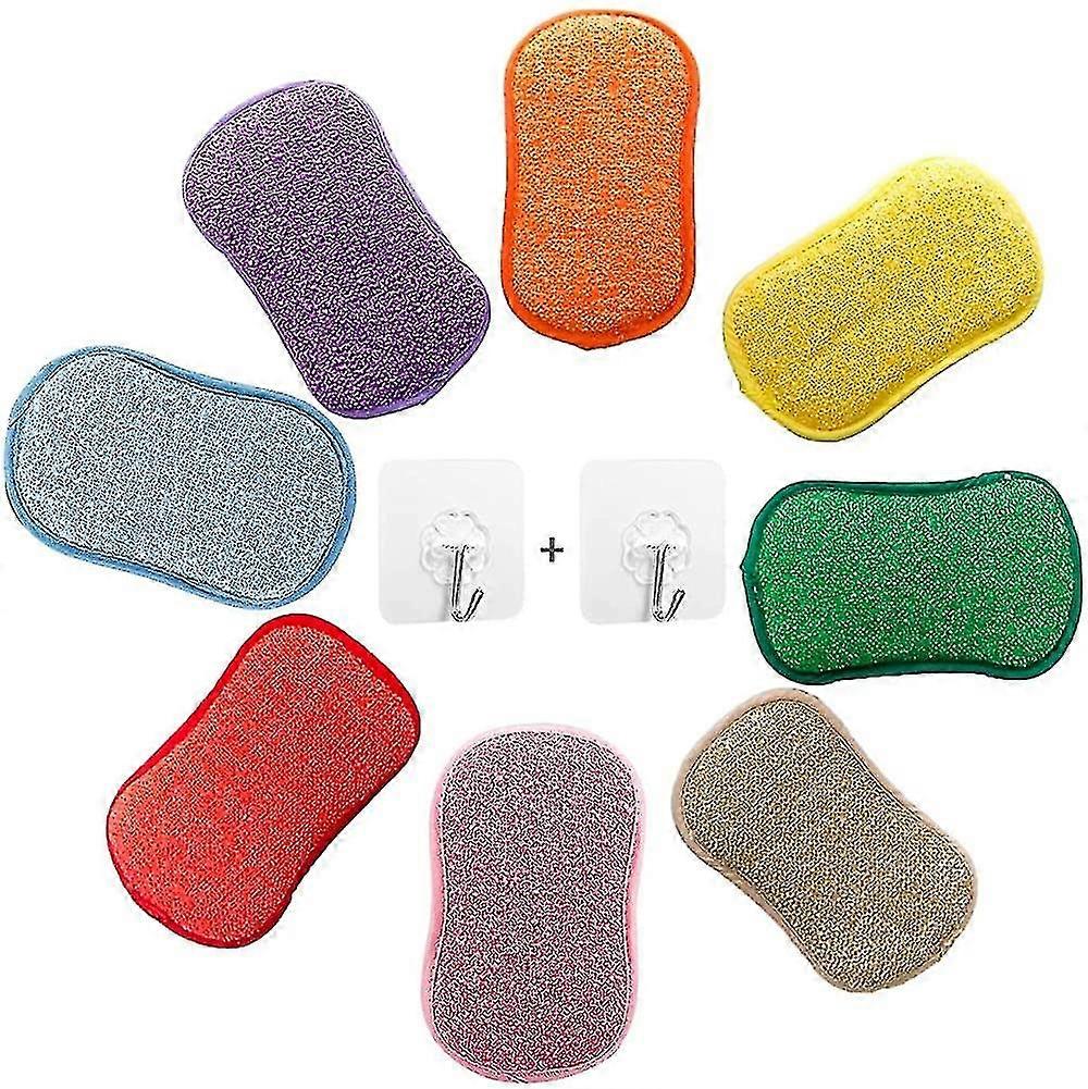 Set Of 5 Reusable Dish Sponges Sponges, Double Action In Microfiber
