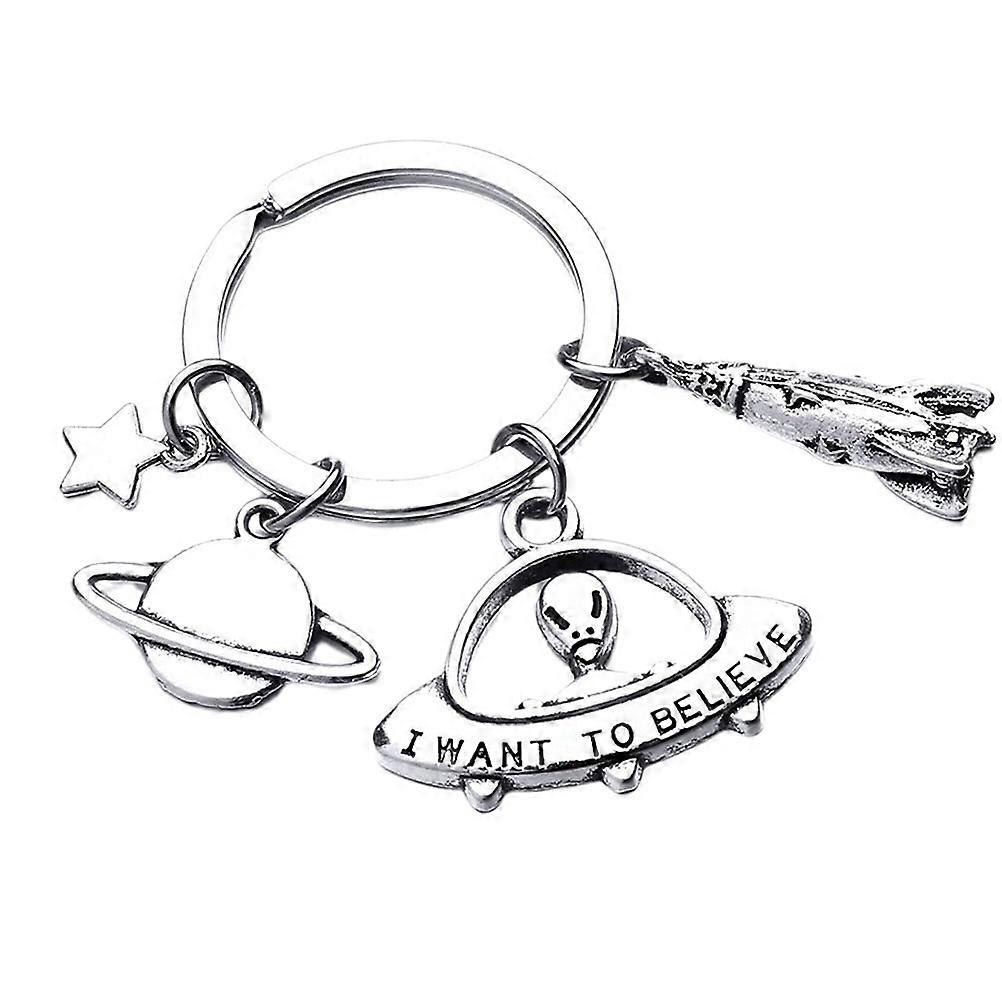 Purse Keychain Space Ring Universe Keyring UFO Pendant Keychain Him Funny Keychain