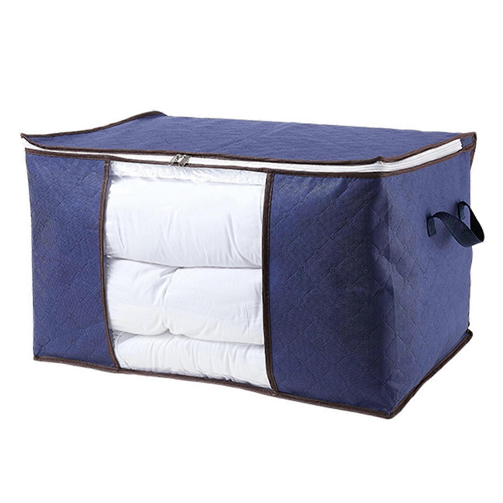 Quilt Storage Bag Foldable Large Capacity Non-woven Fabric Two-way Zipper Clothes Storage Bin for Wardrobe