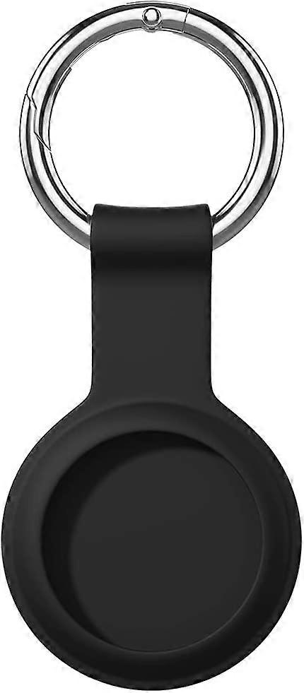 Compatible for AirTag Case Keychain ,Silicone Protective case Secure Holder with Key Ring (Black)