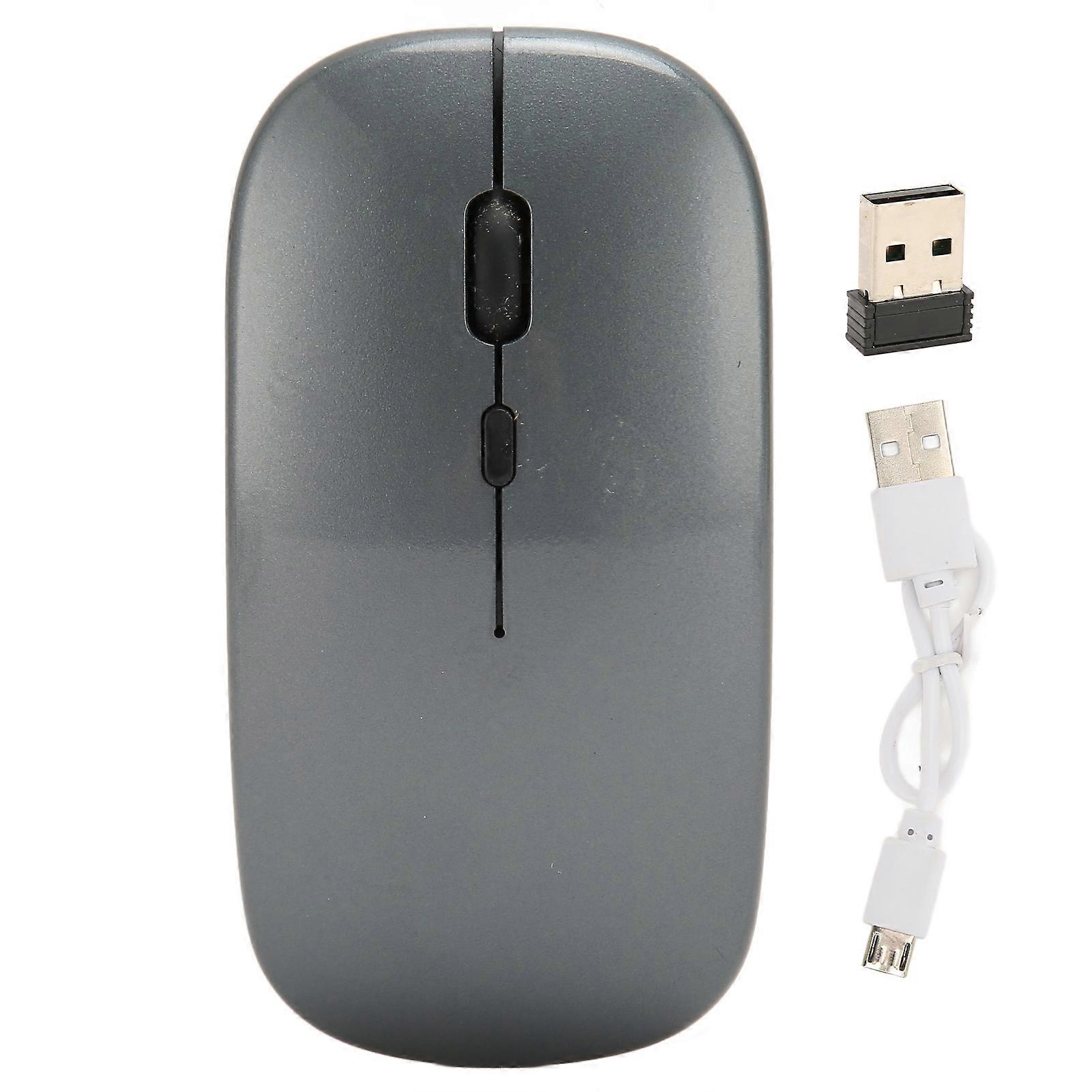 Rechargeable USB Wireless Mouse, Silent, Ideal for Work, Study and Leisure, Grey