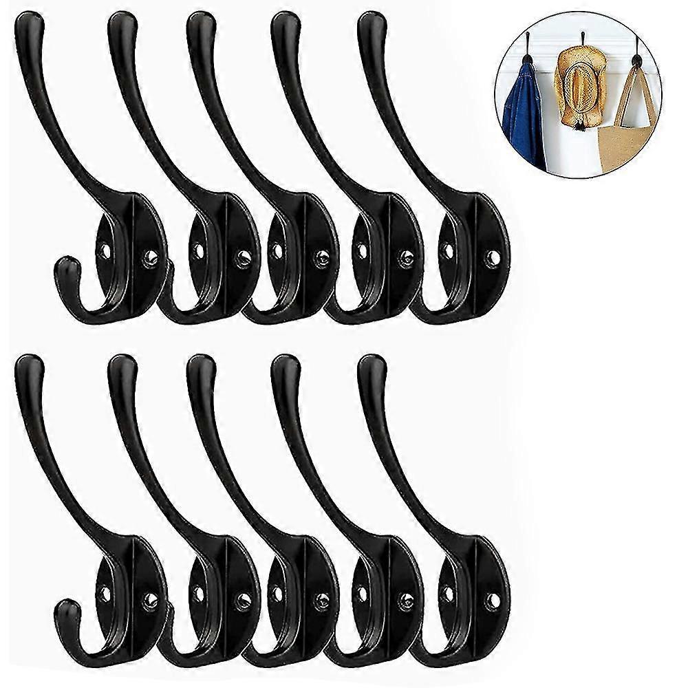 0 Pack Rustic Coat Hooks Wall Mounted Heavy Duty Dual Hooks Retro Double Robe Hooks Utili