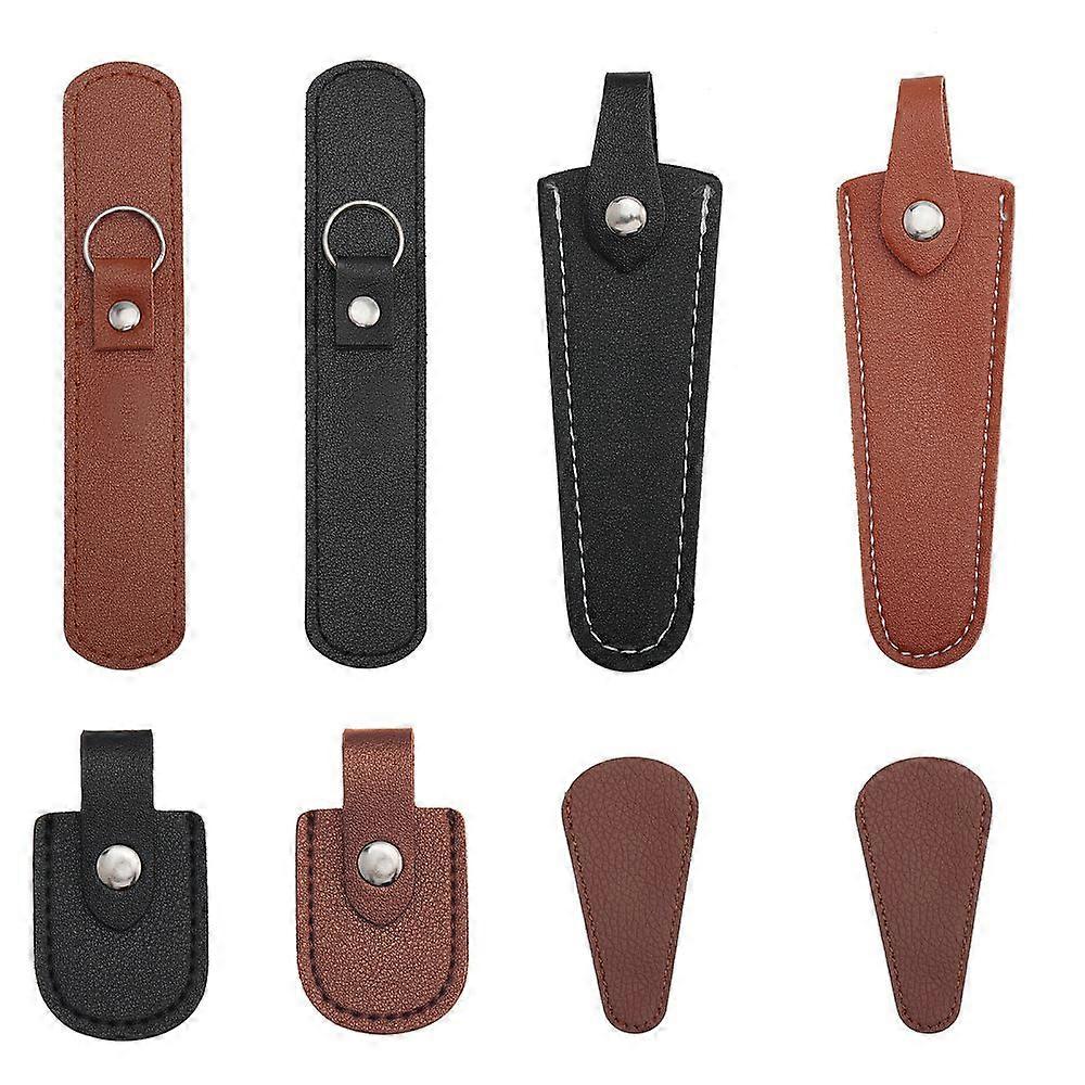 8pcs 7 Style Imitation Leather Protective Scissors Cover Scissors Sheath Scissor Tip Wrap Mixed Color 68~151x29~42x1.5~11mm 1pc/style
