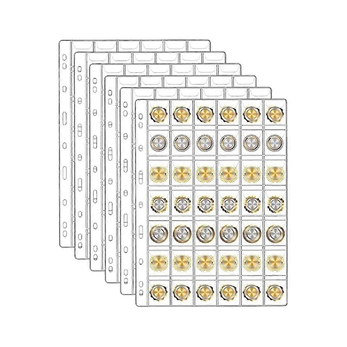 6sheets Coin Collection Pages For Collectors, Coin Pages,for Dollar Bill Stamp,42-pockets Per Sheet