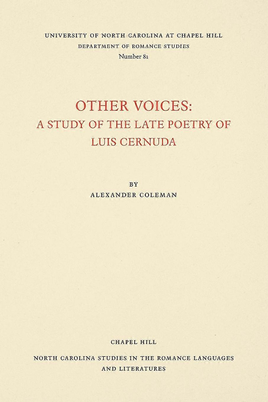Other Voices by Alexander Coleman Paperback Book