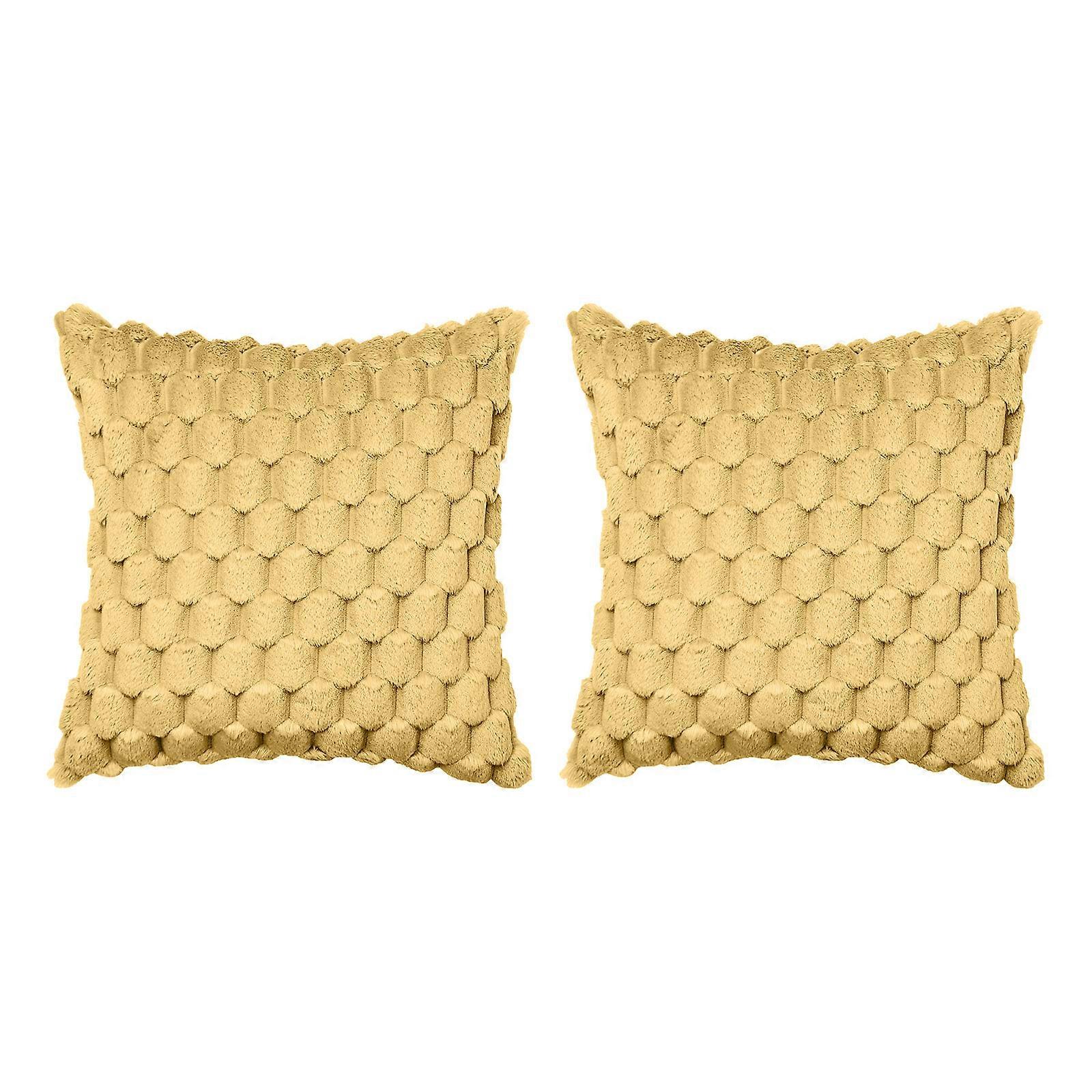 Soft Furs Throw Pillow Cover, 3D Soft Plushes Pineapple Grid Turtles Pattern Velvets Cushions Case for Home Decoration Yellow