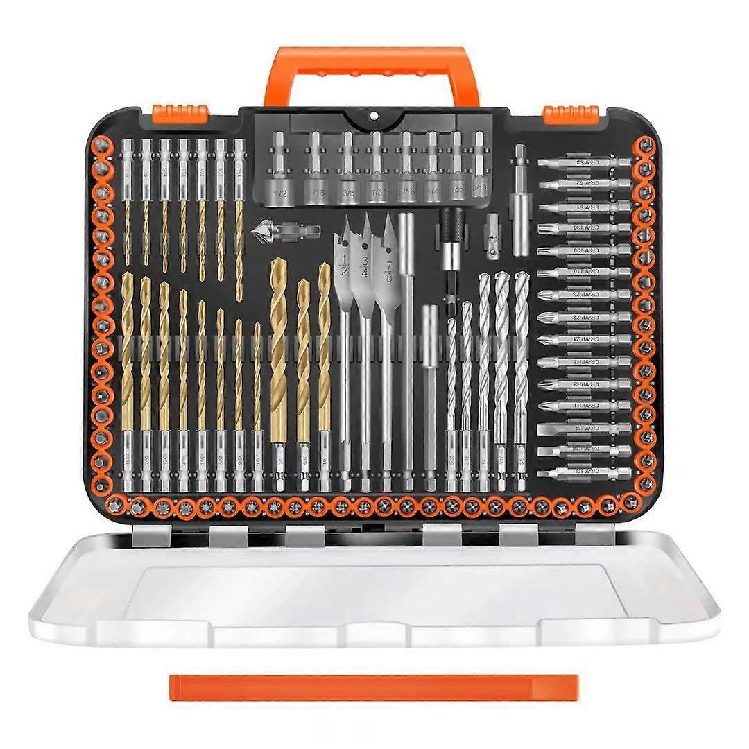 112 Pieces Assorted Drill Bit Set for Wood Metal Cement Drilling and Screw Driving with 1/4" Hex Shank