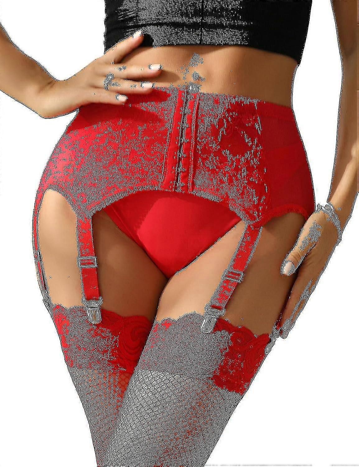 S-5XL חגורת בירית נשים מידות גדולות תחרה בירית ו 6 קליפסים מתכתיים מתכווננת תחתונים מתלי בירית הלבשה תחתונה בירית מותניים