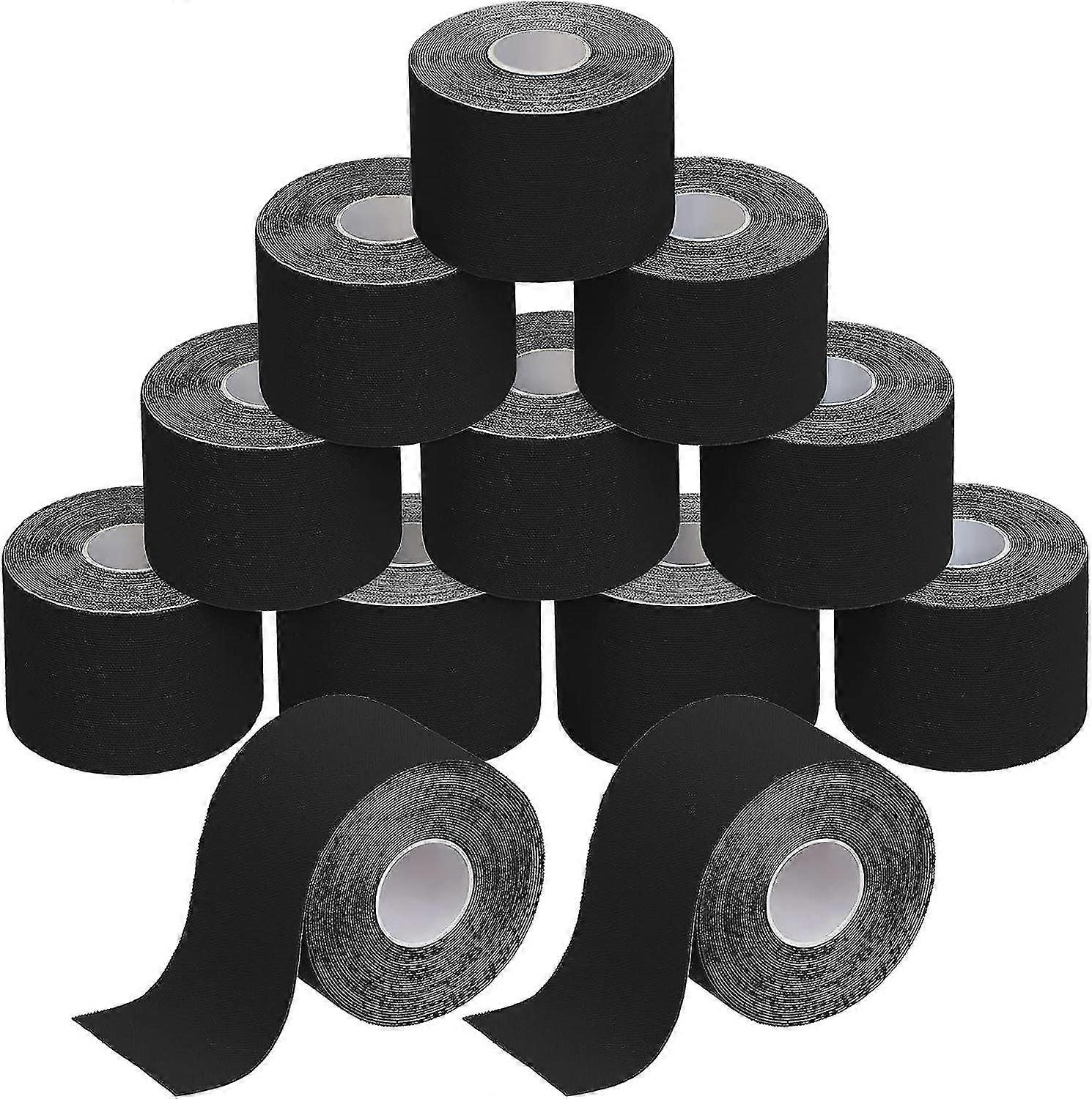 Sport 12 Rolls Kinesiology Tape 5 M X 5 Cm Many Colors E-book Application Examples Mcle Support Elastic Strapping Tape, Colour:white