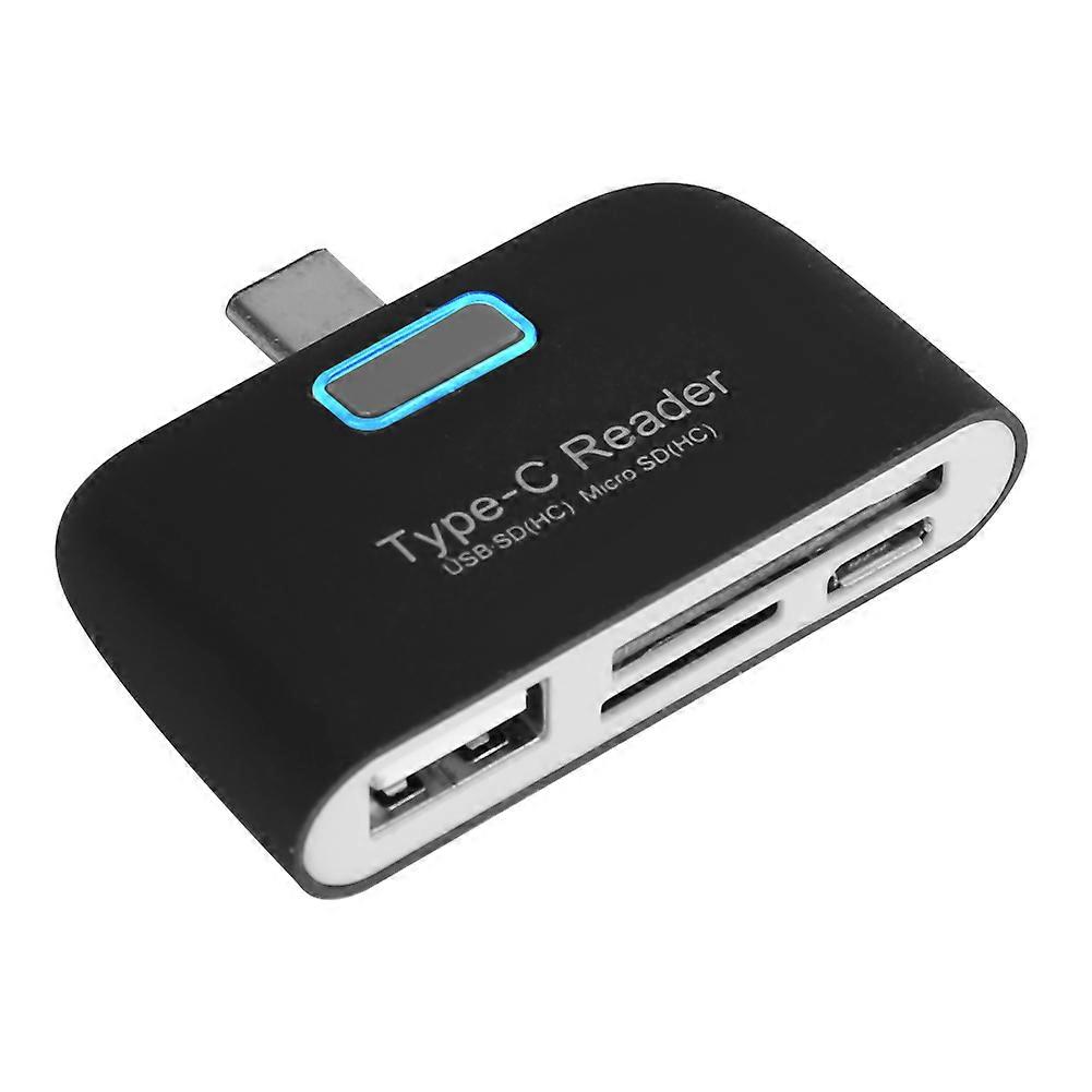 Compact Type C Card Reader & USB Hub with OTG Support for Tablets and Phones