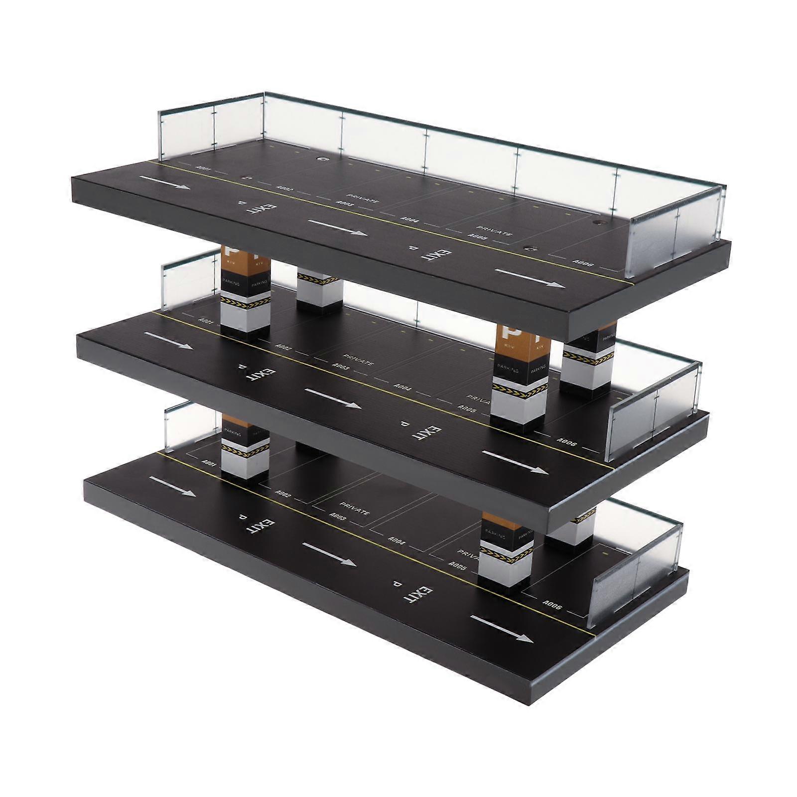 1/64 Vehicle Model Display Case, Garage Display Case with Parking Lot Scene for