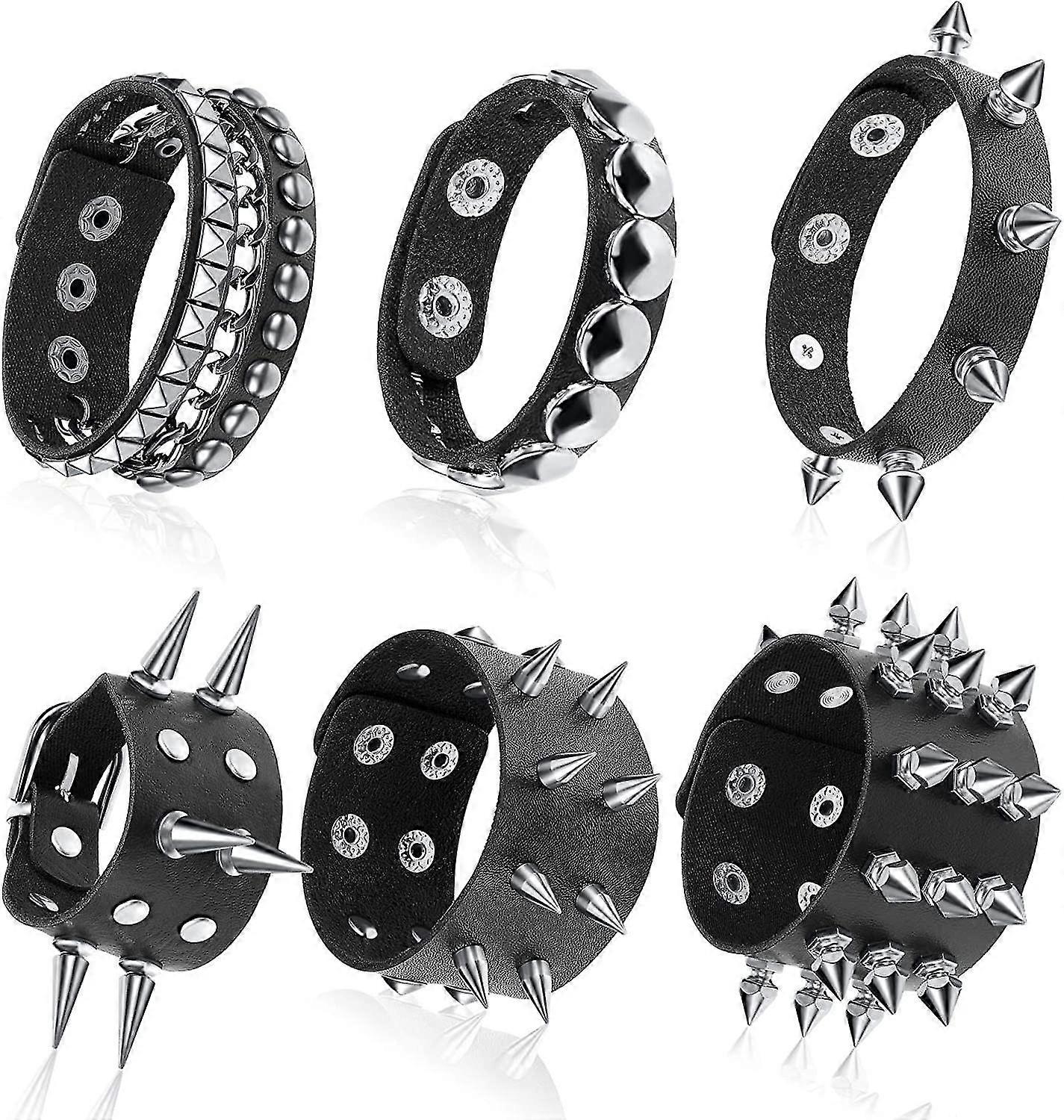 Adjustable Studded Gothic Cuff Bracelet for Rock Festivals