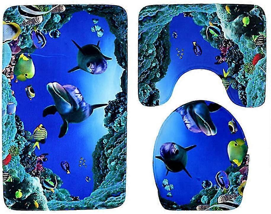 3 قطع مجموعة من سجادات دش الحمام + سجاد سجاد حمام القدم + غطاء رفرف. مانع للانزلاق