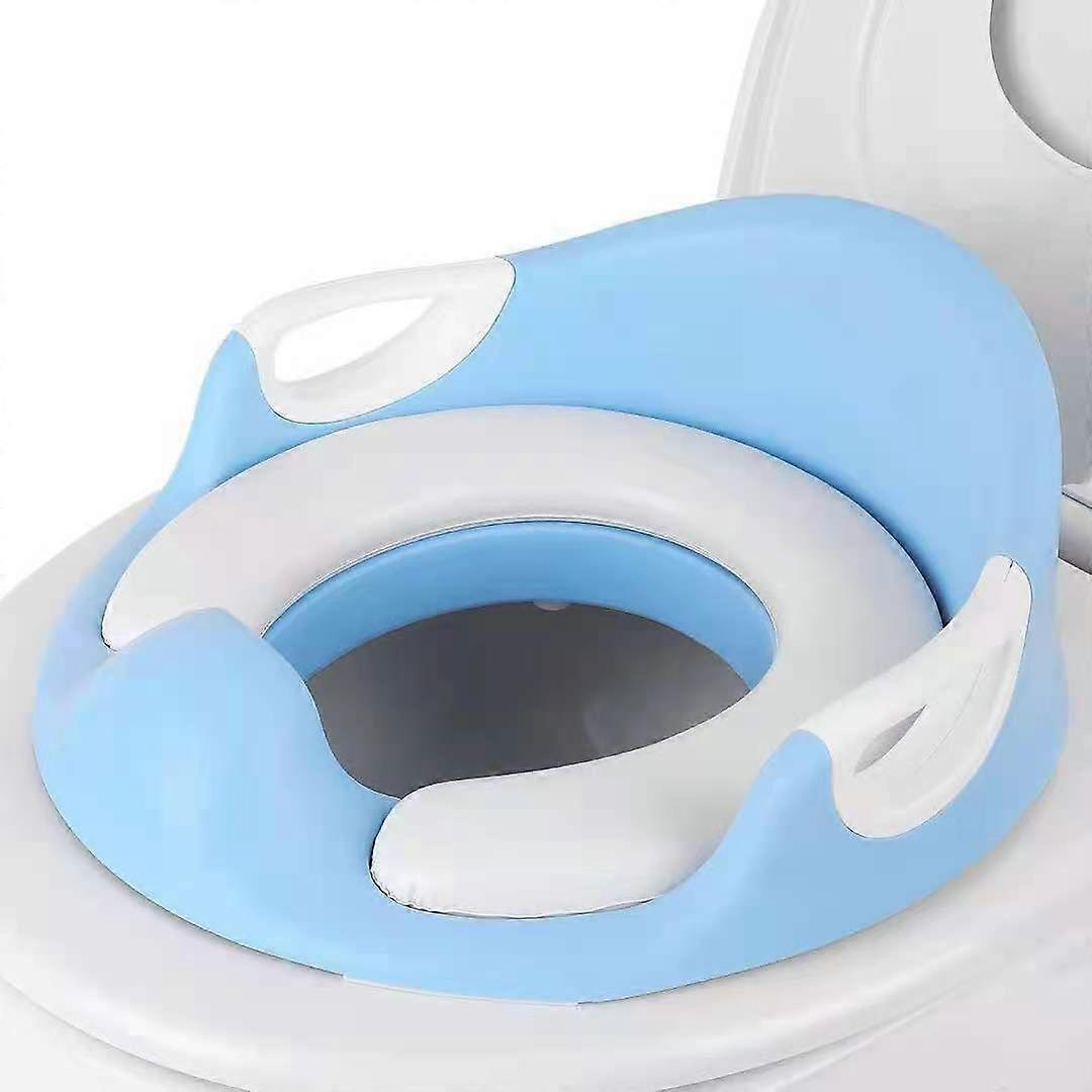 Potty Training Toilet Seat, Ergonomic Designs with Height Adjustable Non-Slip Step Stool for Easy Cleaning (Blue)