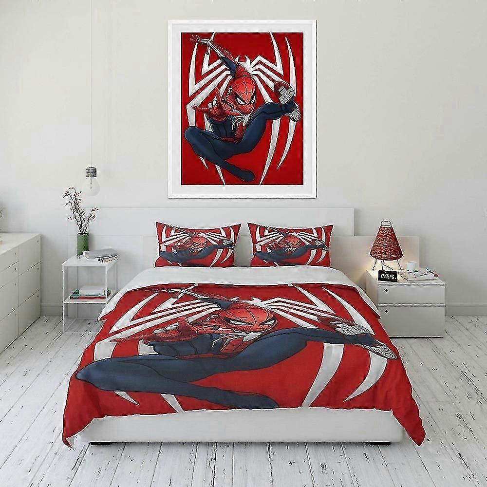 B655 ملاءات السرير Marvel Spider Man المطبوعة غطاء لحاف ناعم غطاء غطاء وسادة مجموعة مفروشات أطفال مجموعة سرير مريحة للبالغين مجموعة مفروشات مزدوجة كينغ سرير فاخر شي