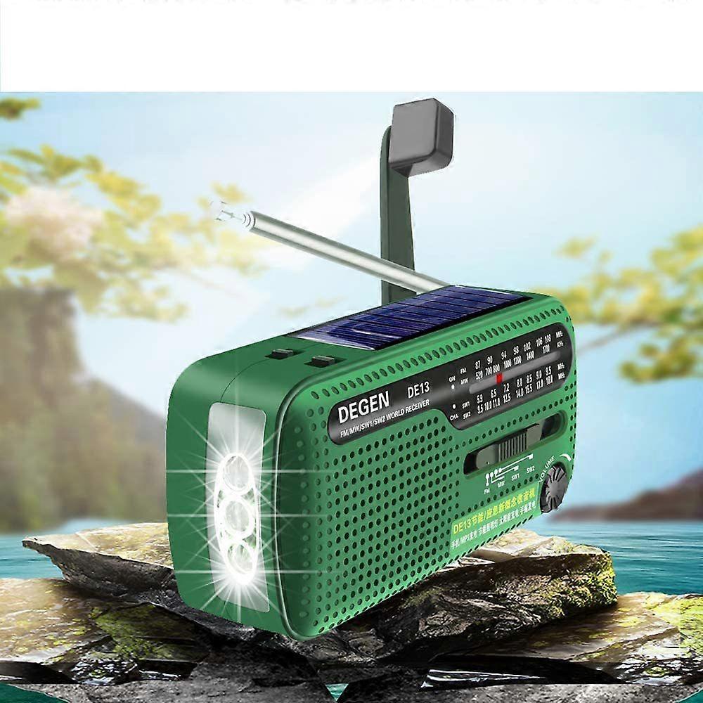 Portable Crank Radio with FM AM SW Bands, Solar and Hand Crank Power for Emergency Use