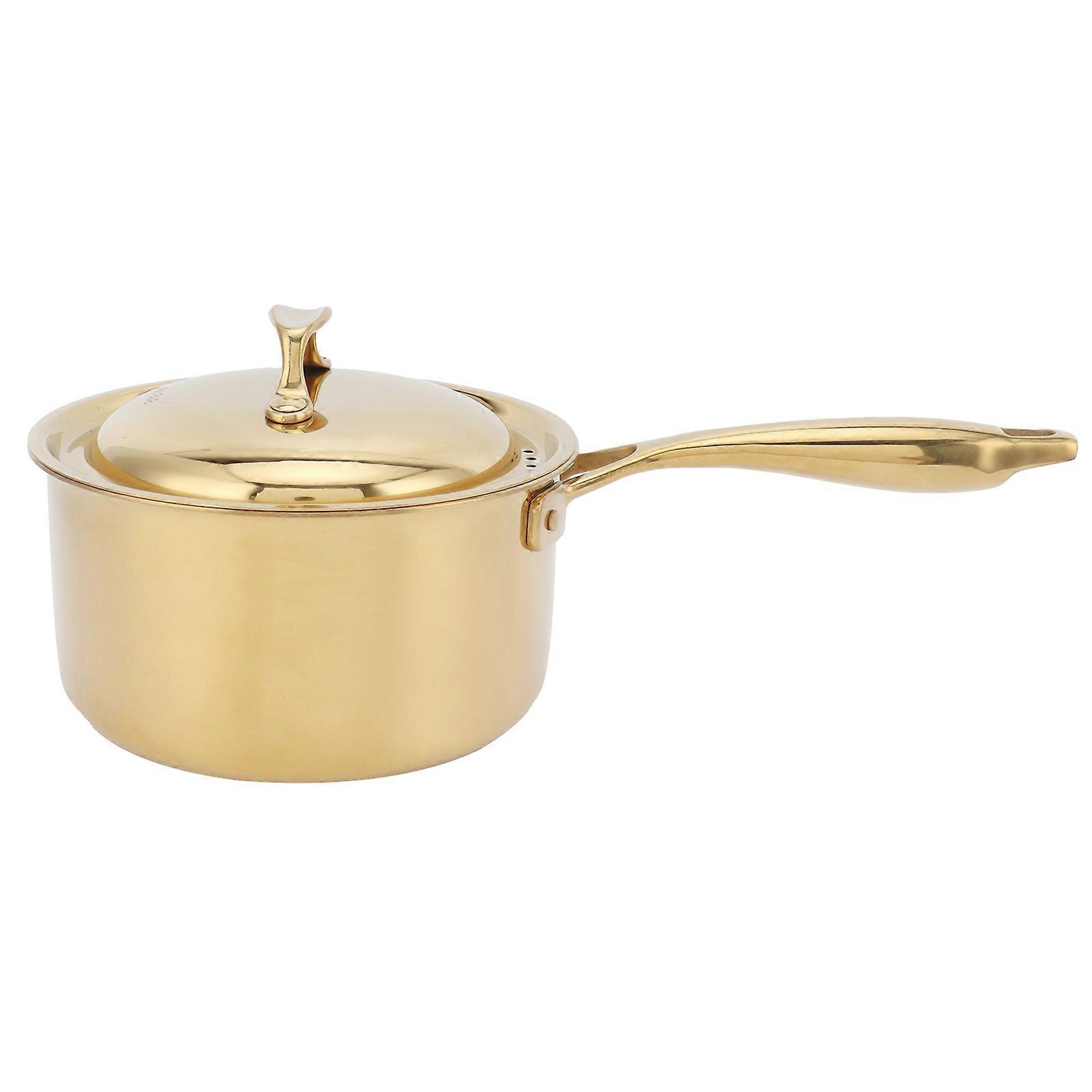 Stainless Steel Thickened Milk Pot with Lid Compound 3‑Layer Bottom Complementary Food Pot