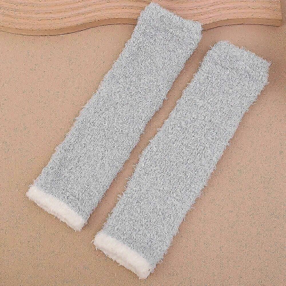 Knee Thickened Plush High Elasticity Leg Warm Sleeves Fleece Cold-proof Soft Leg light grey