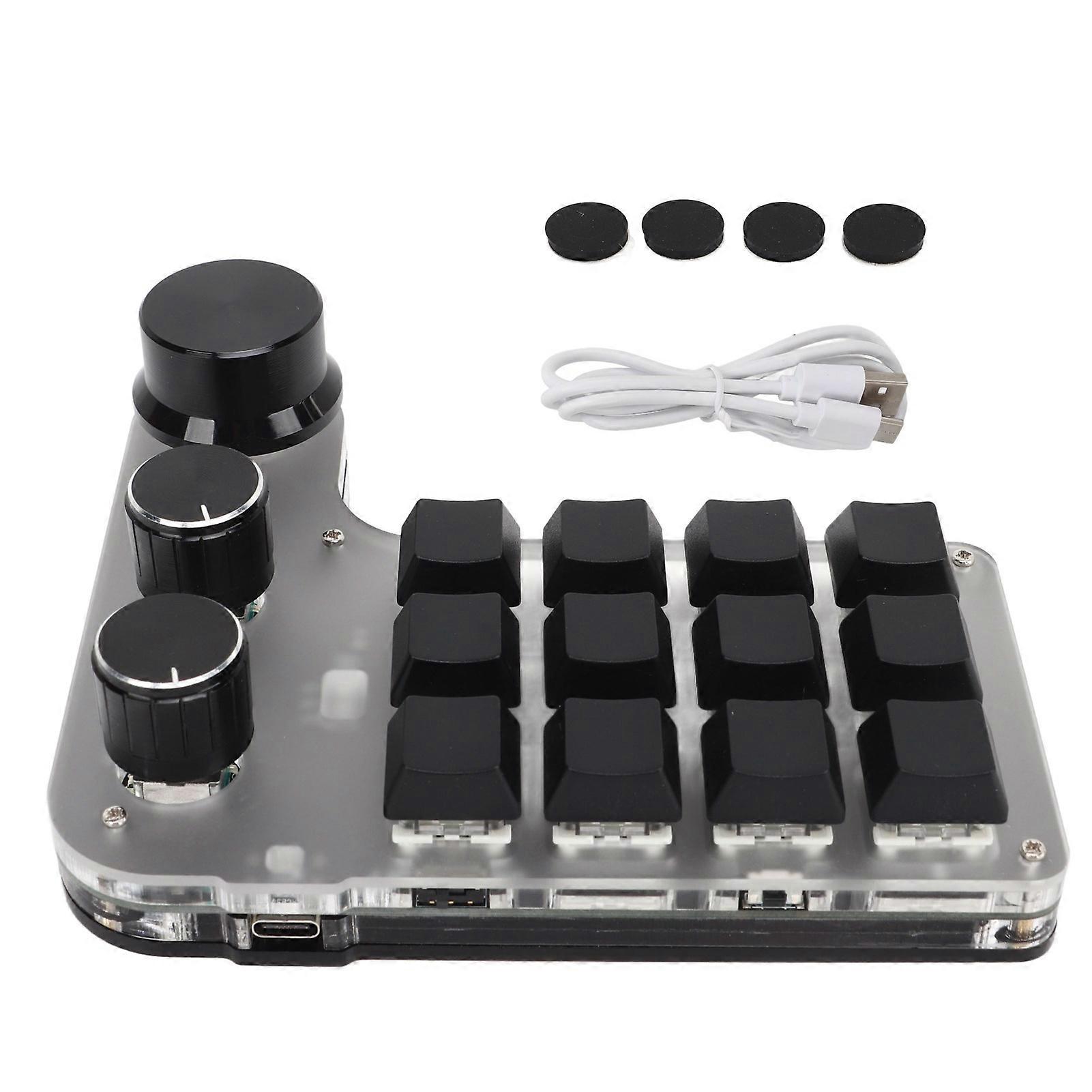 Bluetooth Mechanical Gaming Keyboard: 12 Keys, 3 Knobs, RGB Lighting, Programmable Design