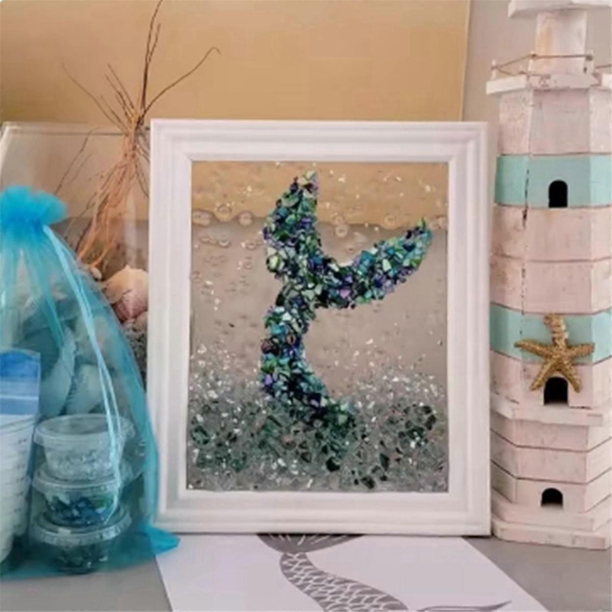 Ocean Theme Sea Glass Art Kit for Adults Photo Frame Easy Operation D