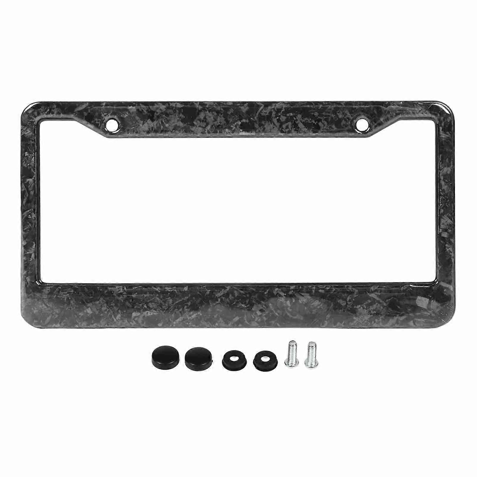 Forged Carbon Fiber License Plate Frame Universal Fit, Bright Finish for Tesla Model 3 Y S, Rustproof Car Accessory