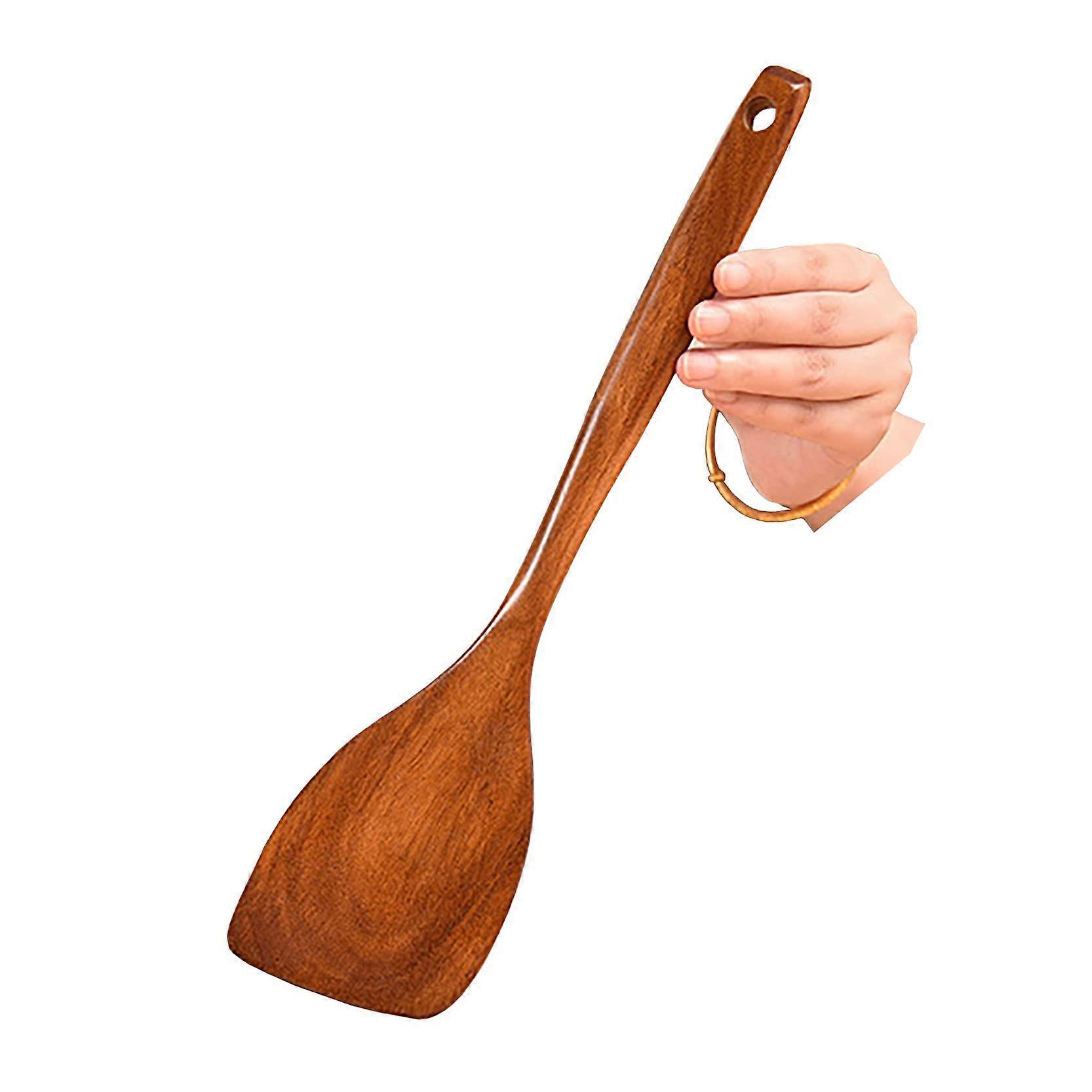 Extra Long Natural Teak Shovel for with Cooking Nonstick Pan 13.4'' x 3.2''