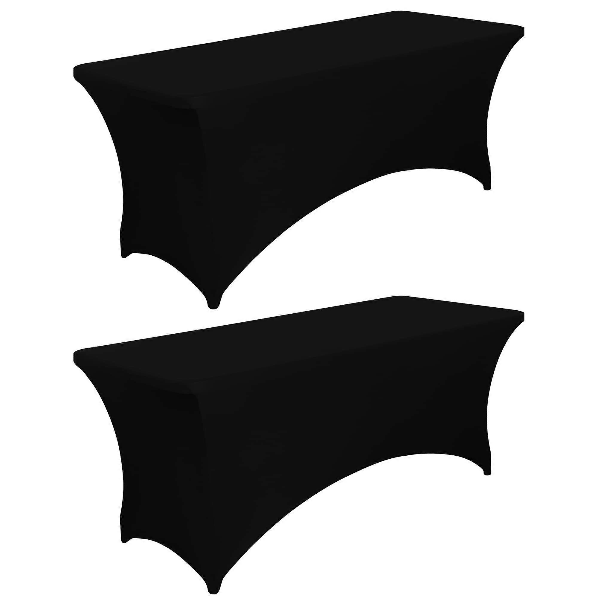 2 Pcs Black Fitted Tablecloths for Banquet 6FT Size
