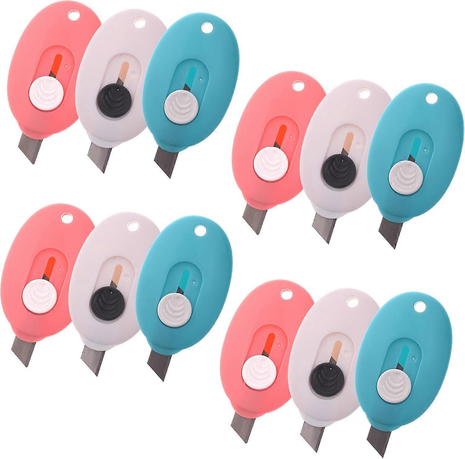 Pack of 12 Mini Retractable Utility Knife Box Cutter Letter Opener, Random Color