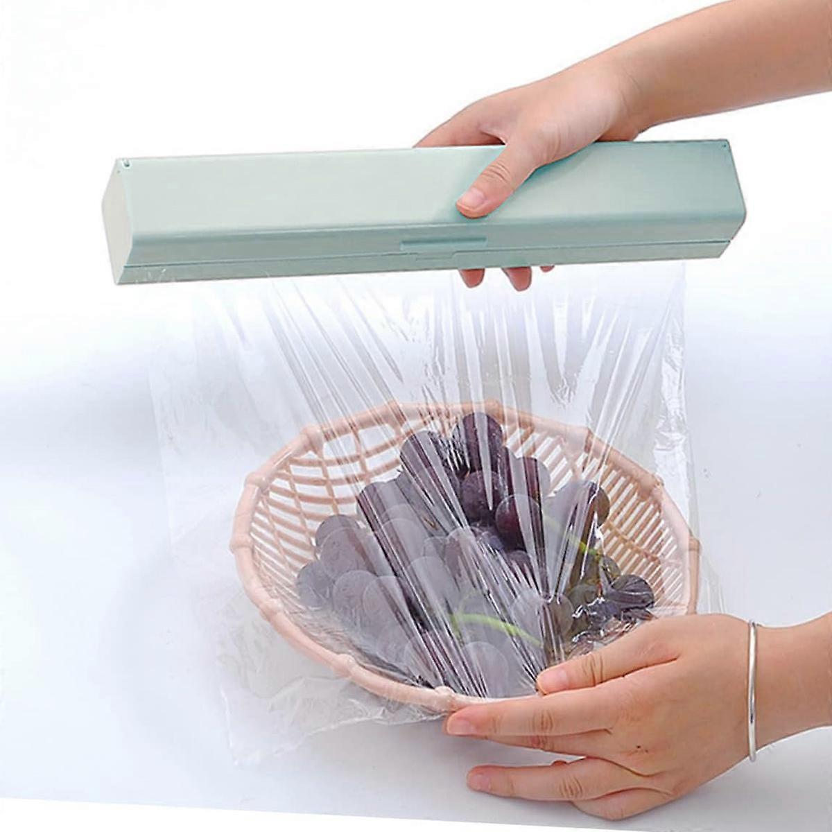 Plastic Food Wrap Dispenser with Cutter, Kitchen Storage Box