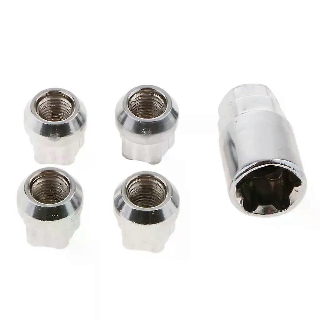 4 NUTS+1 KEY M12X15 WHEEL LOCK Anti Theft Security Nut for