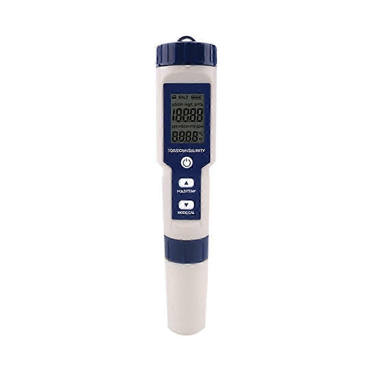 5 in 1 TDS/EC/PH/Salinity/Temperature Meter Digital Water Quality Monitor Tester suitable for Pools, Drinkin