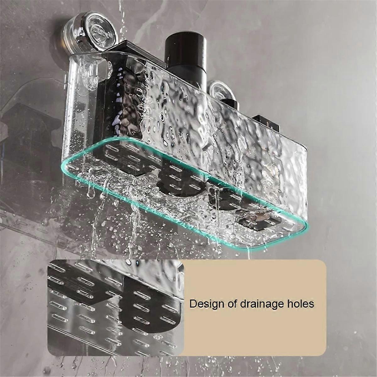 1PC Rotating Suction Cup Storage Rack Storage Box Transparent-Gray,L