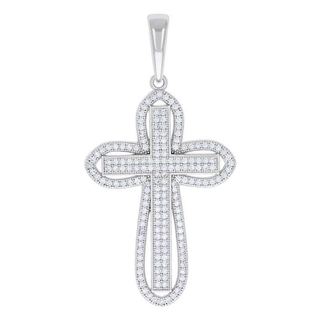 925 Argent Sterling Mens 1,09 ct Moissanite Croix Religieux Charme Pendentif 54,6x28,1mm de large collier pour hommes