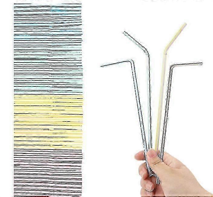 100 Pieces Plastic Drinking Straws 8 Inches Long Multi-colored