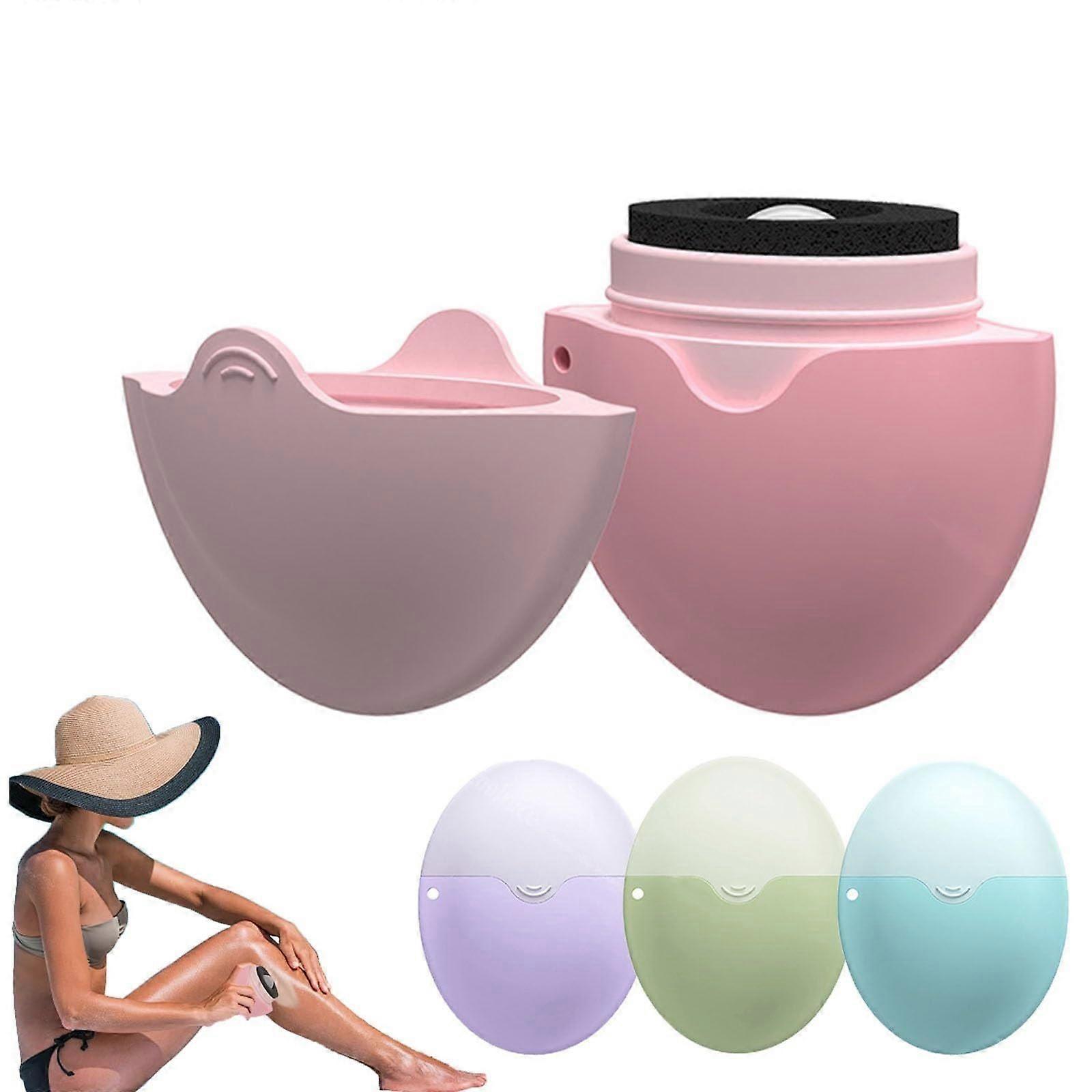 Travel Portable Refillable Sunscreen Applicator, Lotion Dispenser with Rotating Roller & Sponges, Fast Easy Application