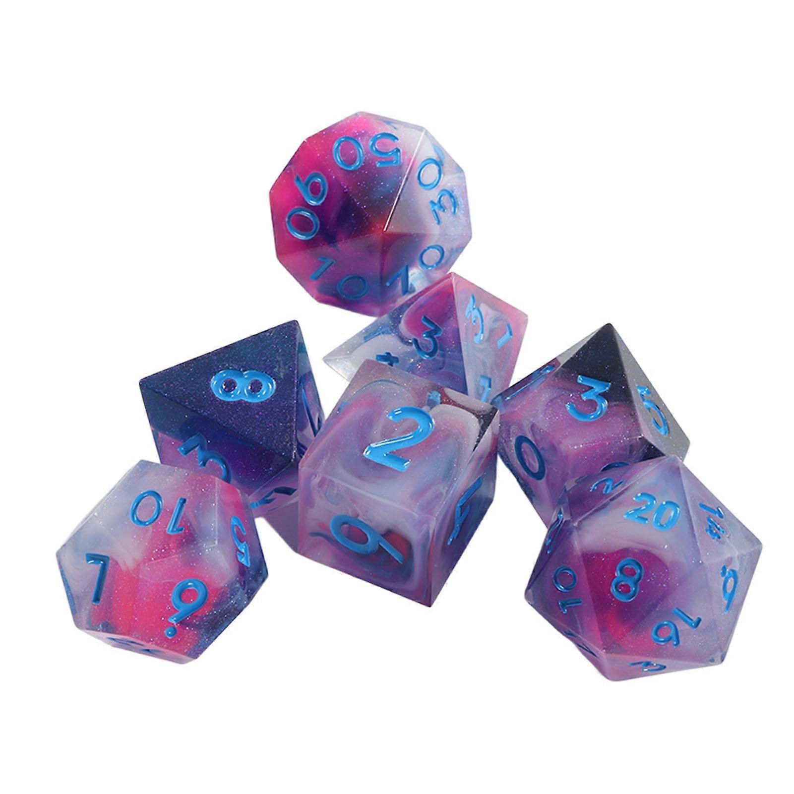 7pcs Dice Kit Polyhedral Starry Sky Swirl Rolling Resin Colored Dices for Table Game