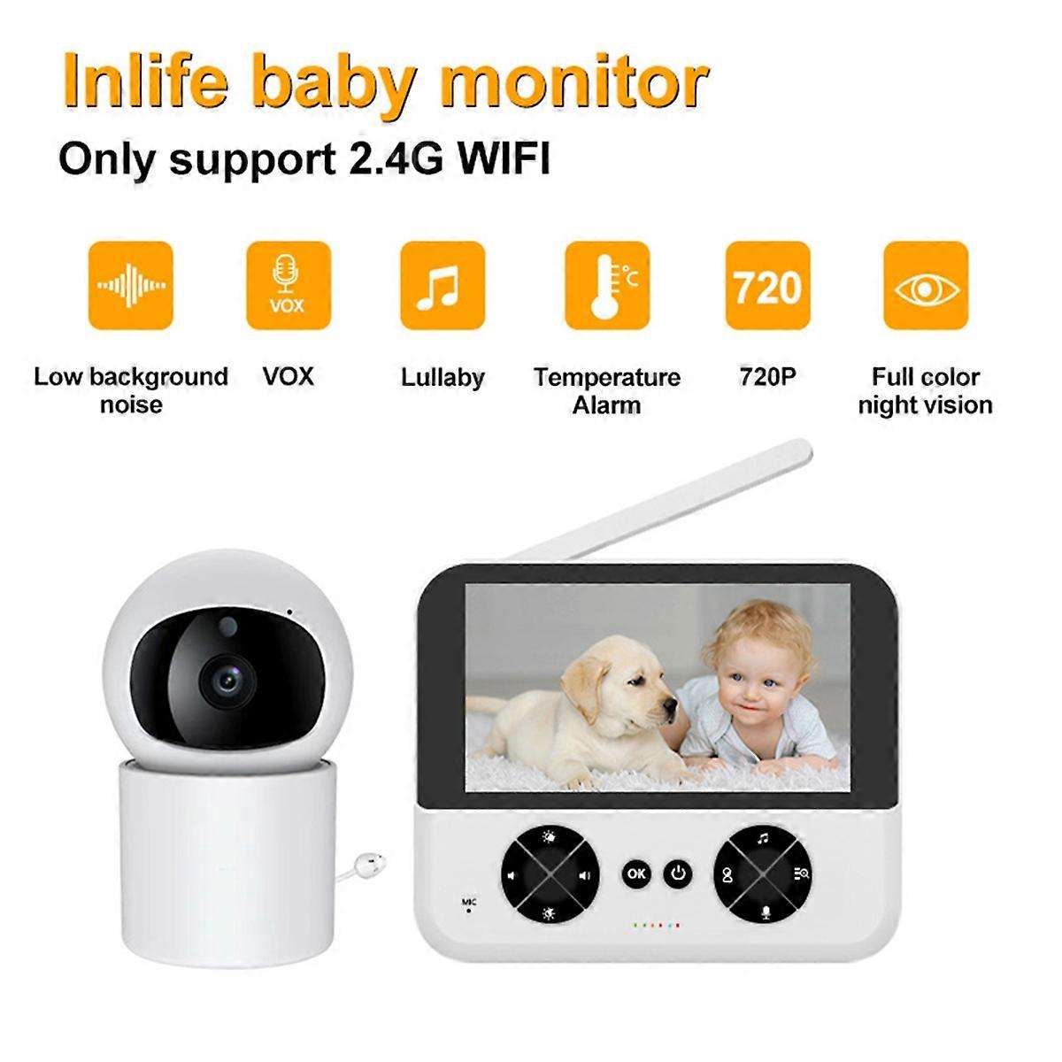 4.3Inch IPS Screen Baby Camera Monitor Lullaby Feeding Alert EU Plug