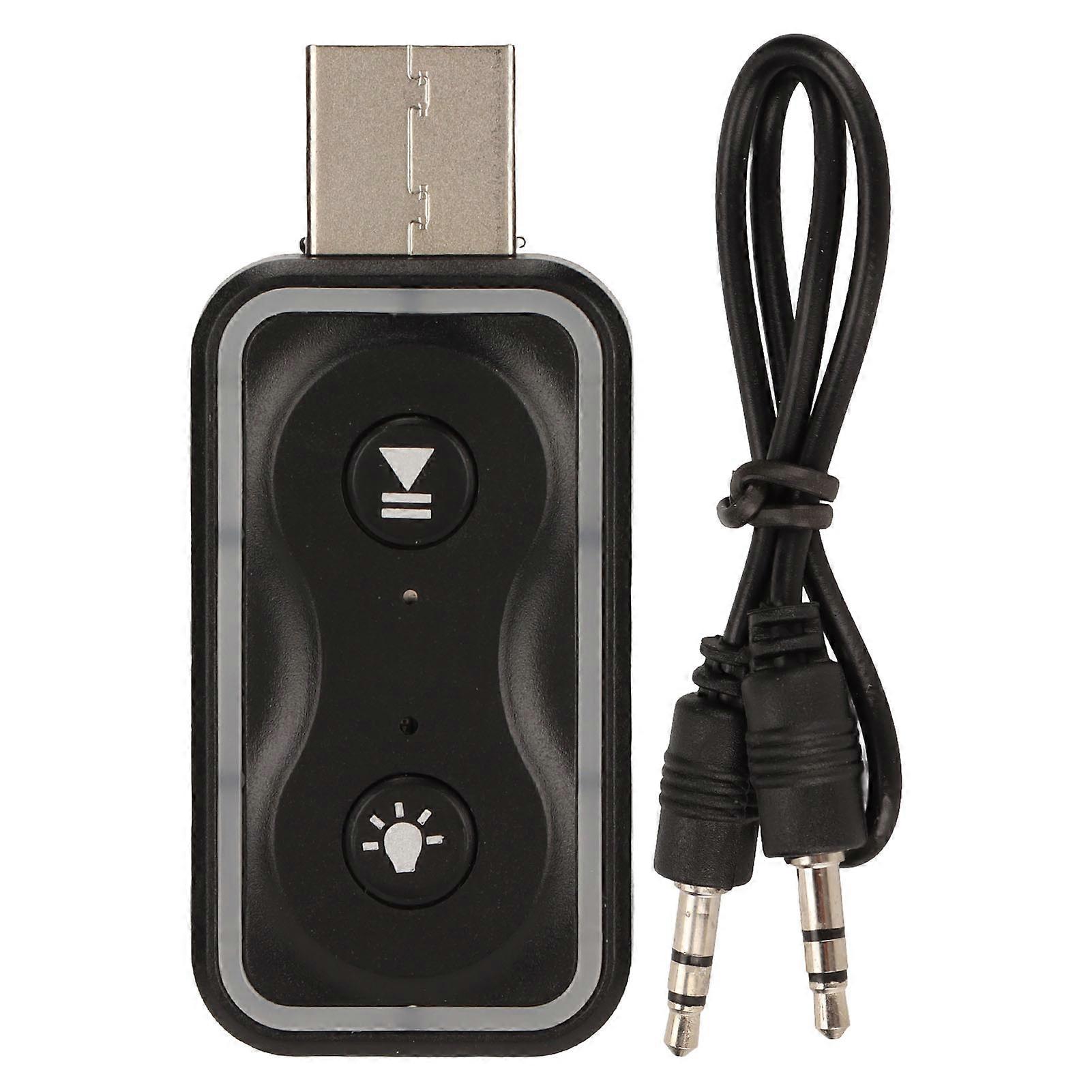 Bluetooth Transmitter and Receiver 2 in 1 Stable Signal Low Power Consumption Radio Adapter with Colorful Light for Car