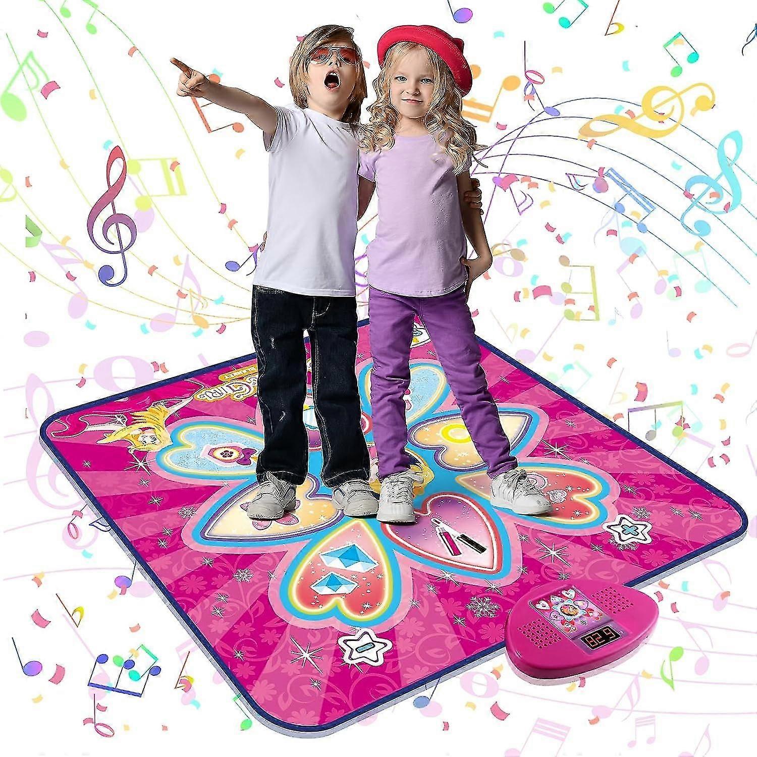 צעצועי מזרן ריקוד לילדים, 7 מצבי משחק כרית ריקוד אלקטרונית נסיכה עם אורות LED, צעצוע משחק ריקוד מוסיקה מתנות יום הולדת לחג המולד לבנות גיל 3 4 5