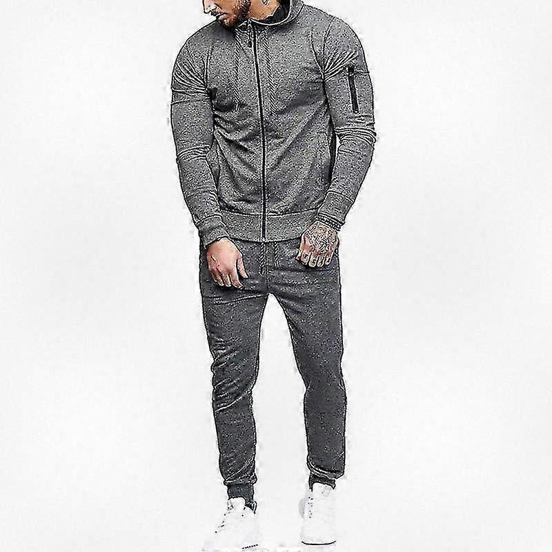 Mens Outfit Set Tracksuit Set Hooded Jacket and Joggers Pants Suit for Casual Wear